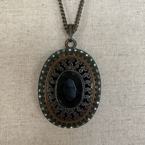 Long dark pendant necklace